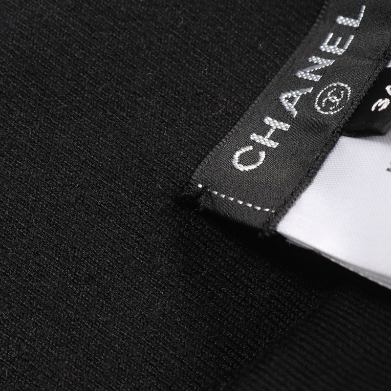CHANEL COCO Mark 山茶花緊身褲 21N P70775K10260 羊絨絲綢 黑色 二手 女款-6