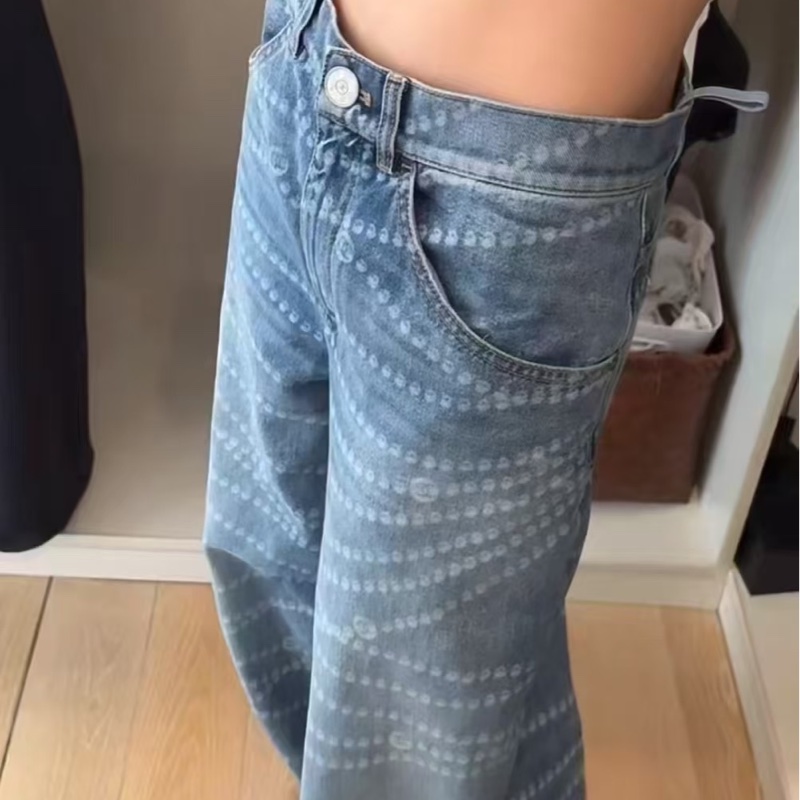 全新Chanel 25P闊腿藍色牛仔褲34碼-3