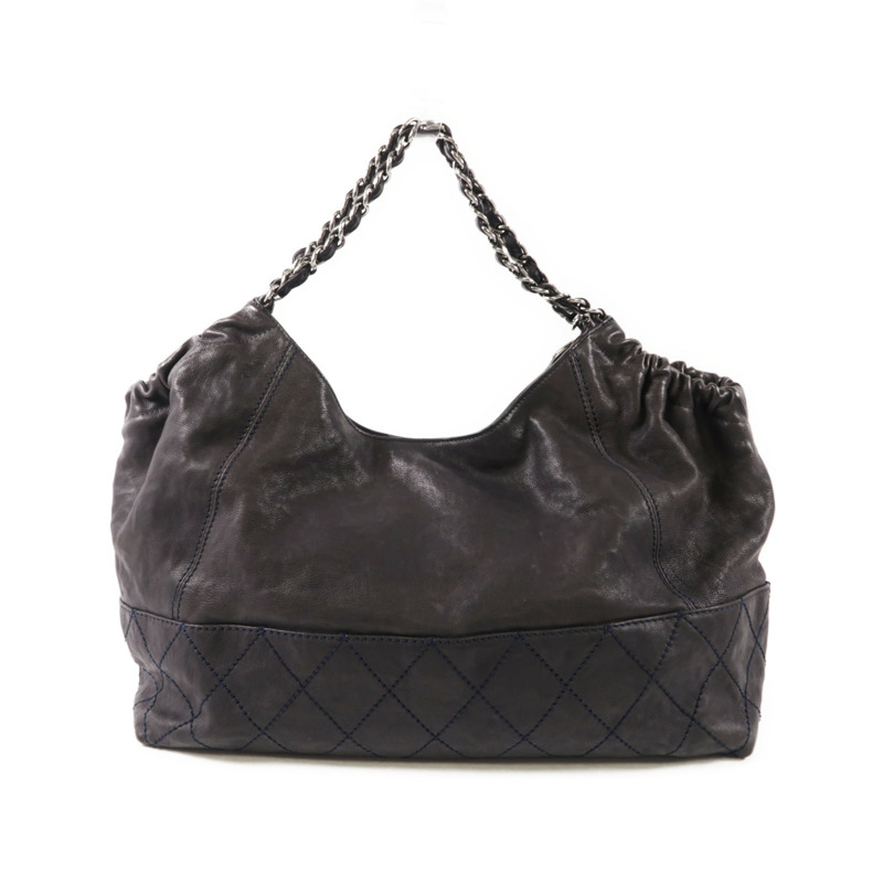 CHANEL 牛皮皮革Chain Shoulder銀扣鏈帶肩背袋-1