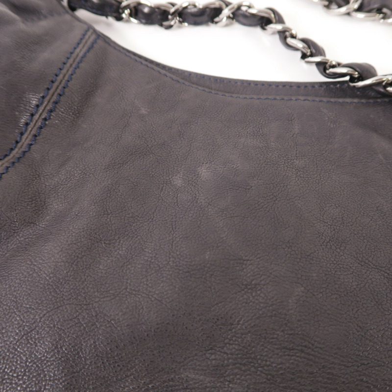 CHANEL 牛皮皮革Chain Shoulder銀扣鏈帶肩背袋-13