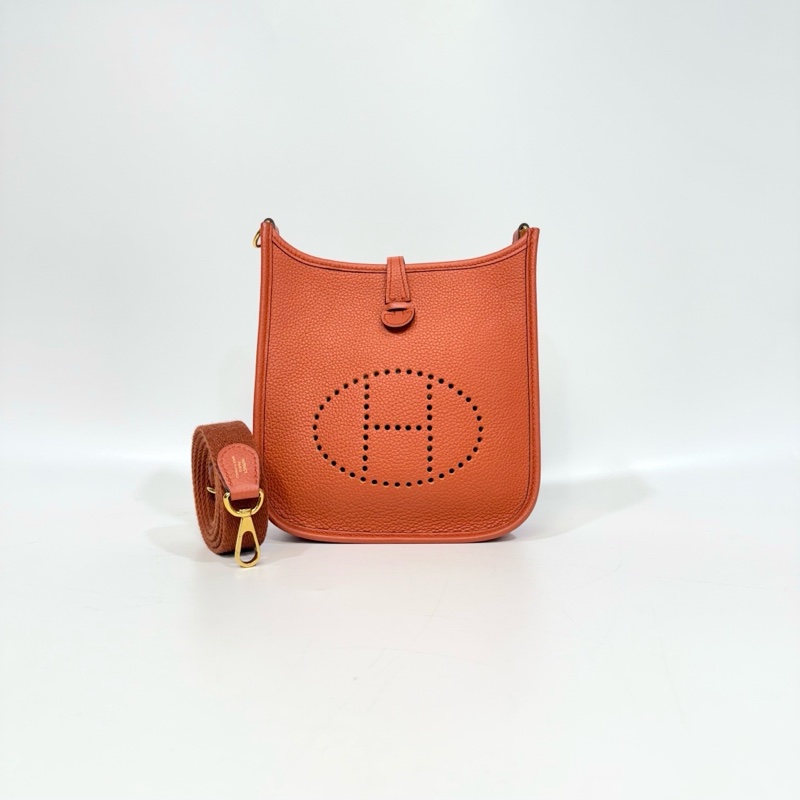HERMES R1黏土紅金釦T/C mini evelyne-0