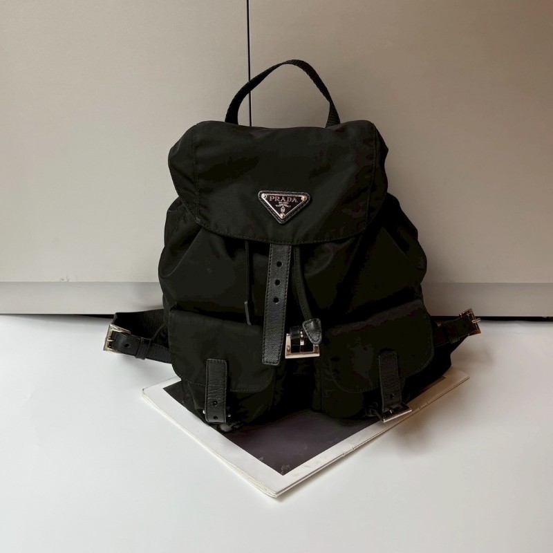 Prada 黑色尼龍布小號後背包-0