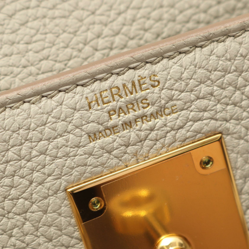 愛馬仕 Kelly 28 手提/肩背包，U 型內襯，Togo 皮革，Beton 色，二手，金色五金-3