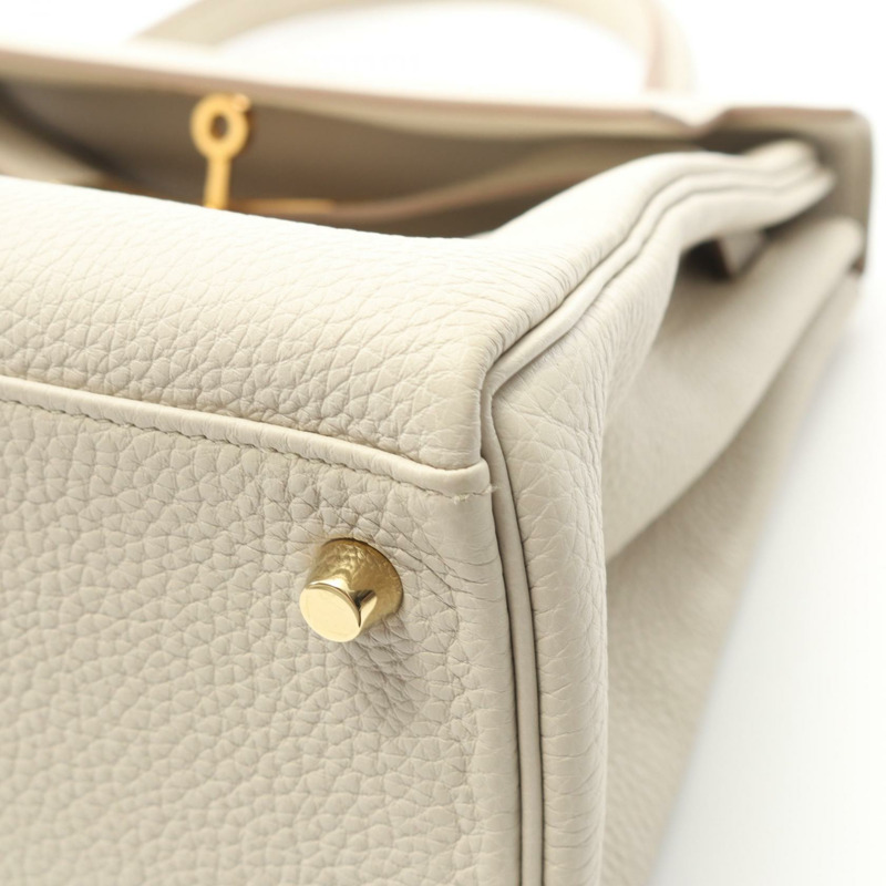 愛馬仕 Kelly 28 手提/肩背包，U 型內襯，Togo 皮革，Beton 色，二手，金色五金-7