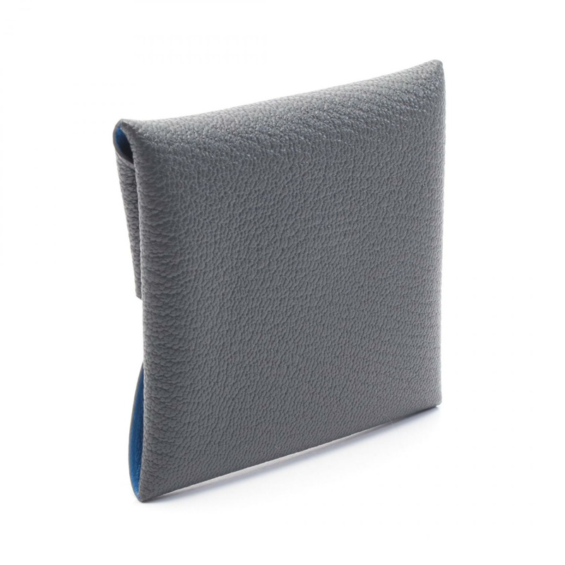 愛馬仕 Bastia Verso 零錢包，山羊皮，灰色 Ardoise 色，二手，女士款-1