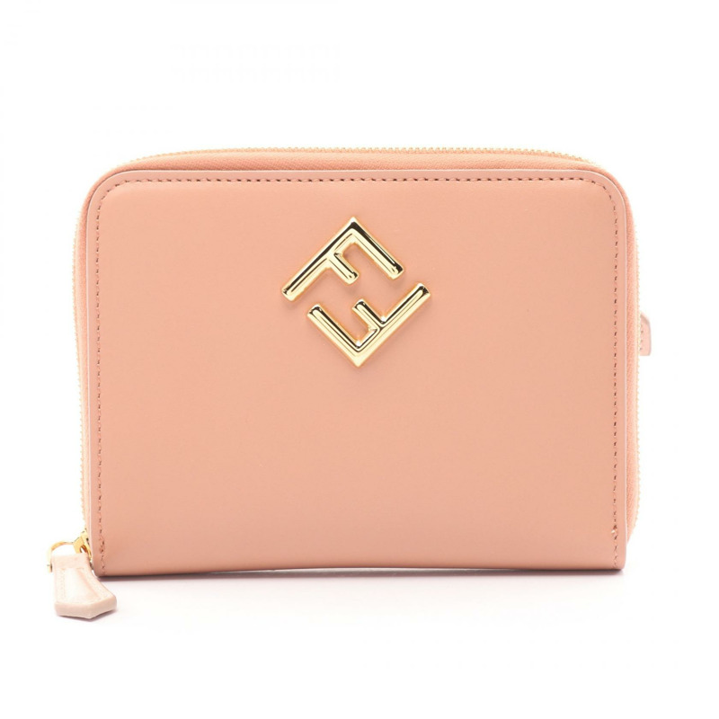 FENDI FF Diamond 中型圓形皮夾 8M0508ALV4F1SO1 皮革粉紅新款女款-0