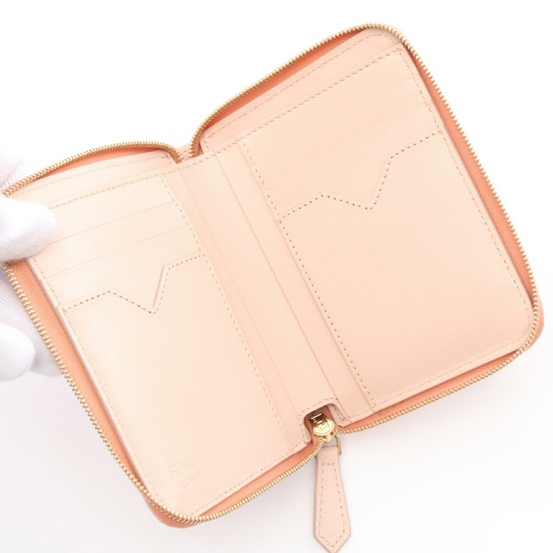 FENDI FF Diamond 中型圓形皮夾 8M0508ALV4F1SO1 皮革粉紅新款女款-2