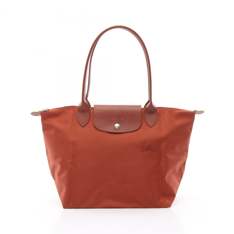 Longchamp Le Pliage 綠色 M 托特包 L2605919404 帆布皮革棕色 全新 女士-0