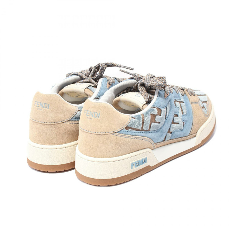 FENDI Match Zucca 運動鞋 8E8625AOTHF1R7S38.5 絨面革 帆布 藍色 米色 新款 女款-1