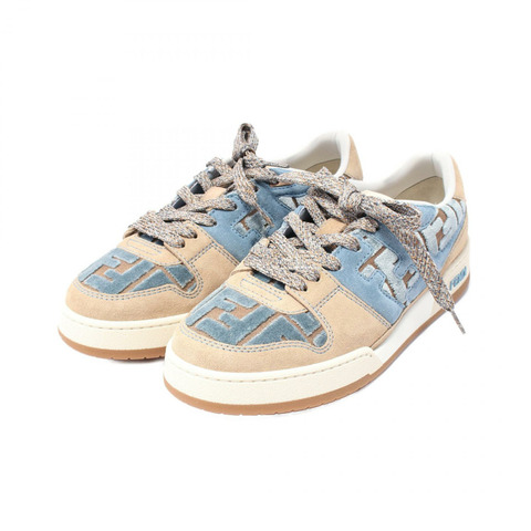 FENDI Match Zucca 運動鞋 8E8625AOTHF1R7S39 絨面革 帆布 藍色 米色 新款 女款