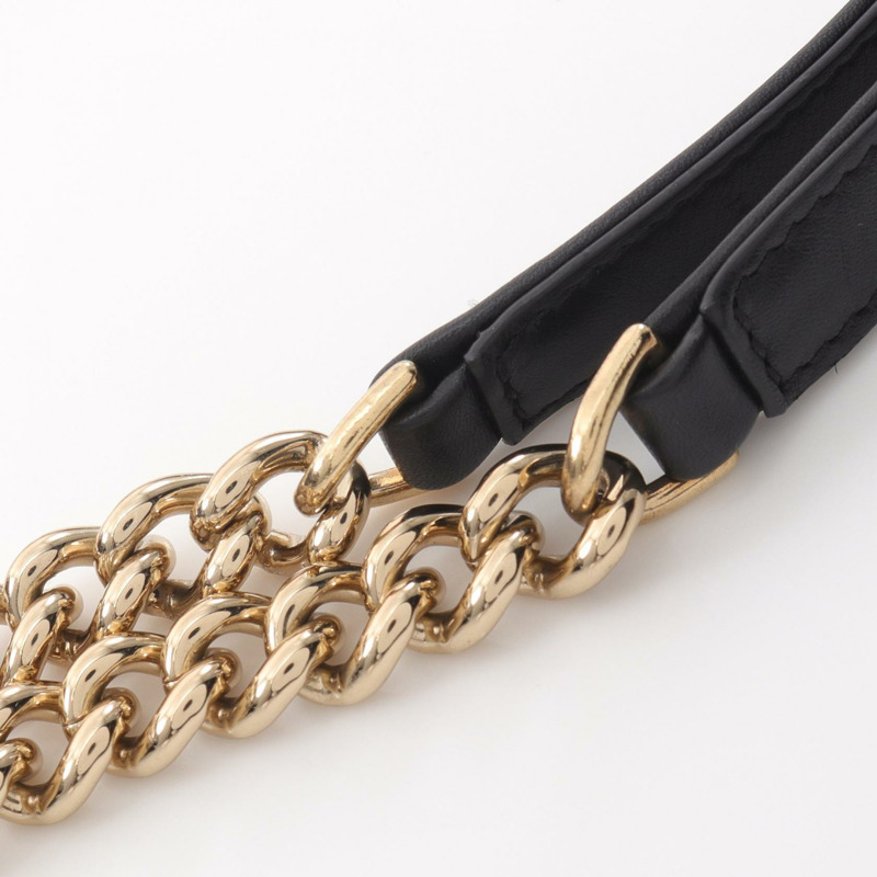 香奈兒 V 字形縫線托特包鏈條單肩包皮革黑色二手 GHW-6