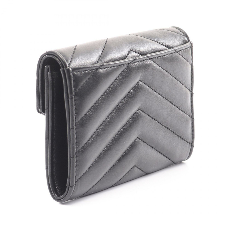 SAINT LAURENT 字母聖羅蘭信封皮夾 雙折皮夾 414404AAA441000 皮革 黑色 全新 女款-1