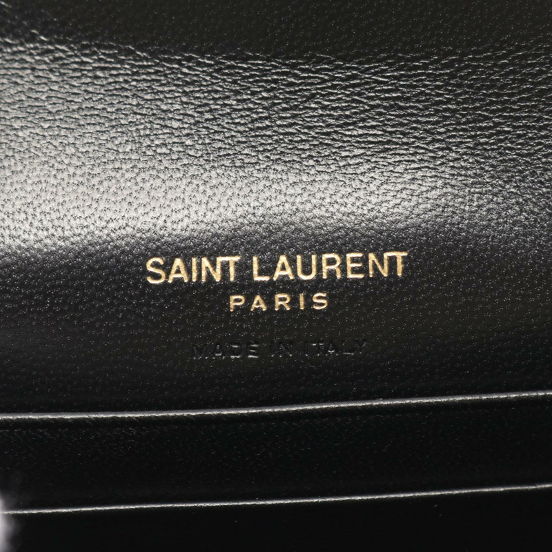 SAINT LAURENT 字母聖羅蘭信封皮夾 雙折皮夾 414404AAA441000 皮革 黑色 全新 女款-3