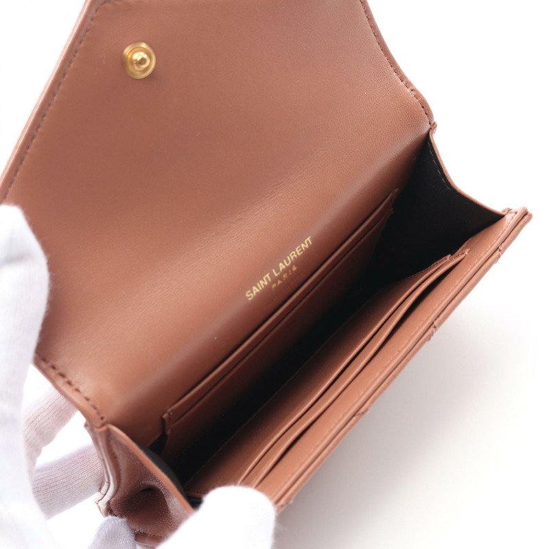 SAINT LAURENT Monogram Saint Laurent 信封皮夾 雙折皮夾 414404AAA445922 皮革 棕色 全新 女款-2