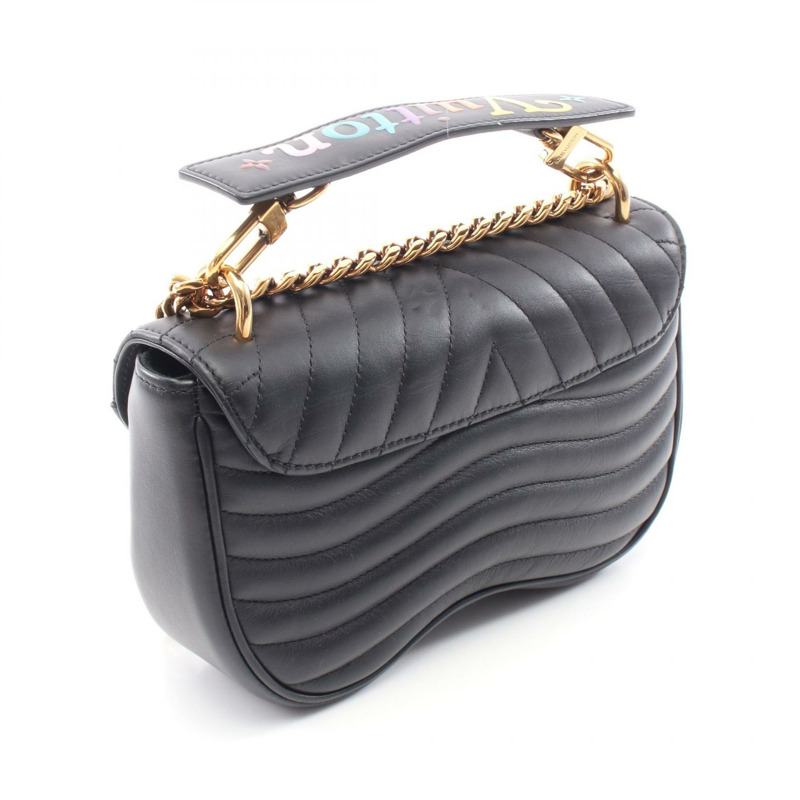 LOUIS VUITTON New Wave 鏈條包 PM 單肩包 M51683 皮革 黑色 二手 女士-1