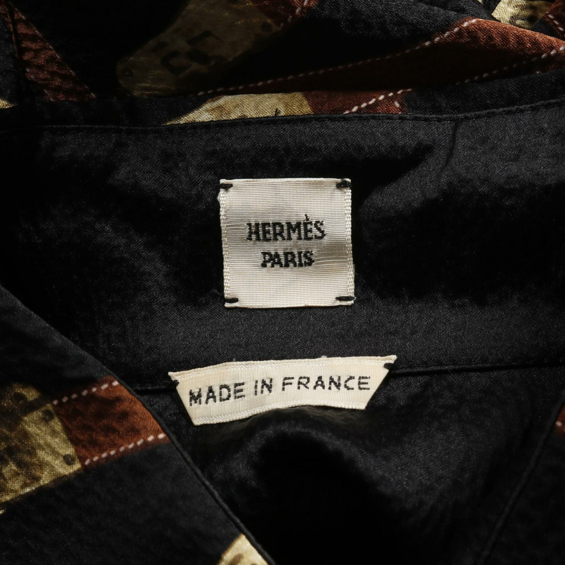 HERMES 其他上衣 絲綢 絲綢 黑色 棕色 米色 米色 二手 女款-2