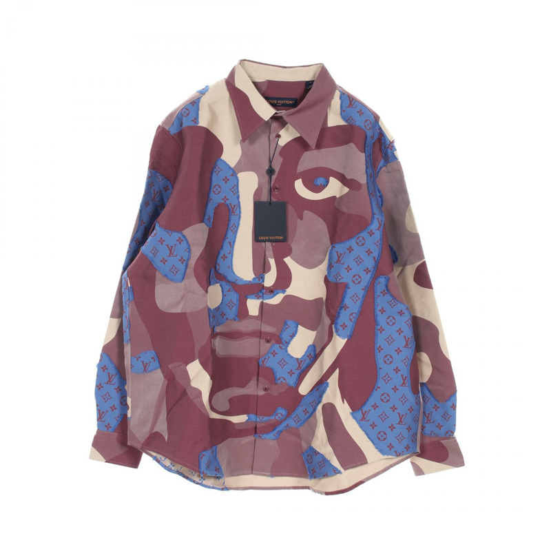LOUIS VUITTON Fil Coupe 外套襯衫 #5L RM232AWYHPS77W 棉粉紅多色-0