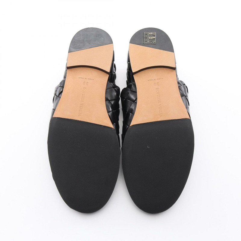 BOTTEGA VENETA 拖鞋 一腳蹬 620304 皮革 黑色 二手 男式-3