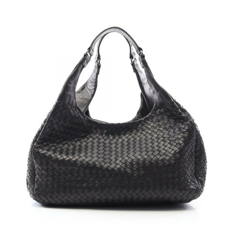 BOTTEGA VENETA 大號 Campana 包 Intrecciato 單肩包 124864 皮革 黑色 二手 女士