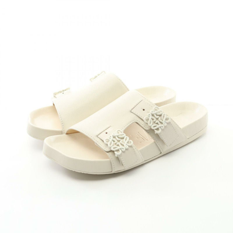 LOEWE EASE SLIDE 涼鞋 L815465X95597741 皮革 白色 全新 男女通用-0