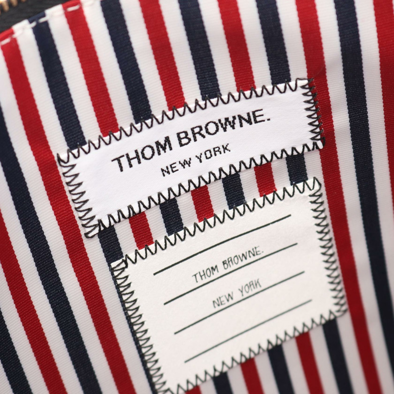 THOM BROWNE 中型文件袋商務包手拿包 MAC021L00198001 皮革黑色 全新 男士-3