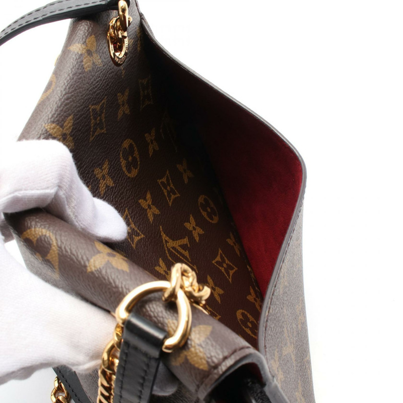 LOUIS VUITTON Passy 鏈條單肩包 M45592 Monogram 皮革 棕色 黑色 二手-5