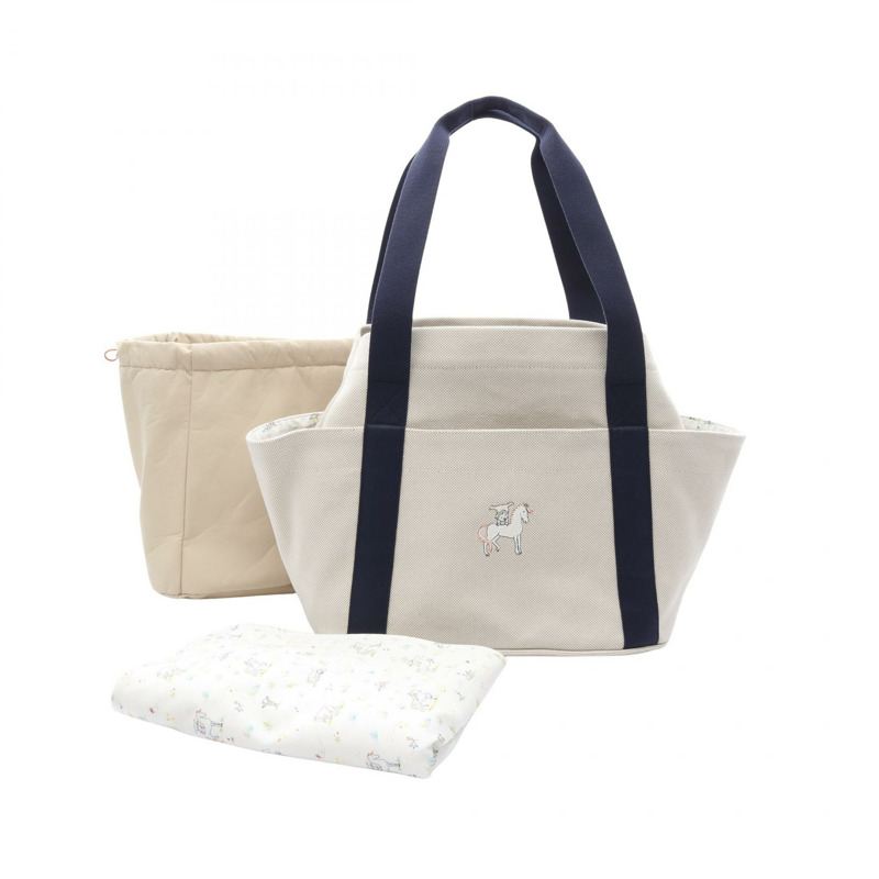 愛馬仕 Cabriole Mother's Tote Bag H103481M Toile H 帆布 Gris perle 二手 SHW-4