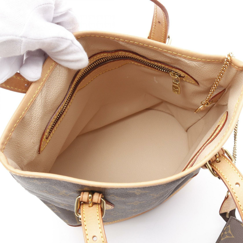 LOUIS VUITTON 水桶包 PM Monogram 手提包 M42238 PVC 塗層帆布皮革棕色二手女士-2