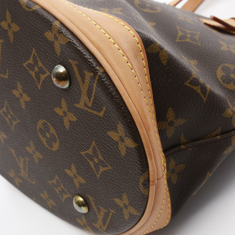 LOUIS VUITTON 水桶包 PM Monogram 手提包 M42238 PVC 塗層帆布皮革棕色二手女士-8
