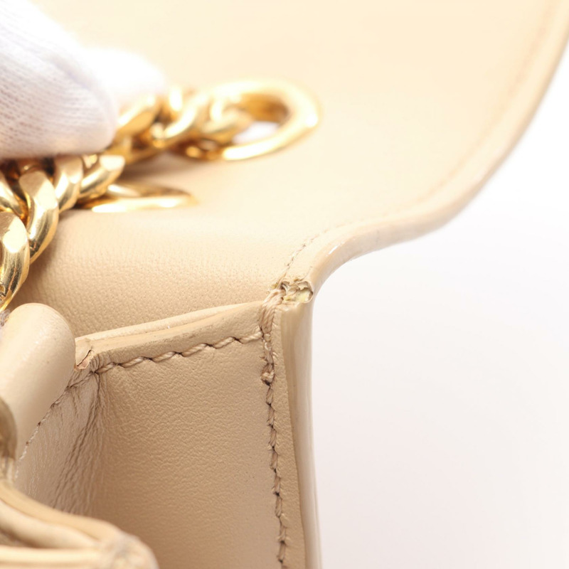 CELINE Triomphe 鏈條單肩包 199813 皮革 米色 二手-4