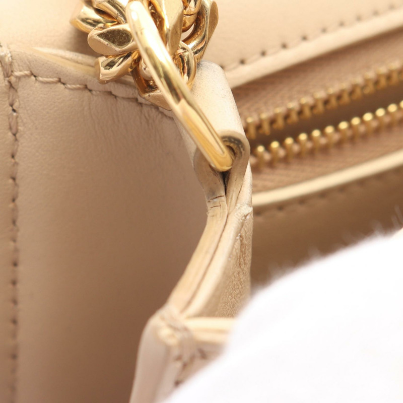 CELINE Triomphe 鏈條單肩包 199813 皮革 米色 二手-6