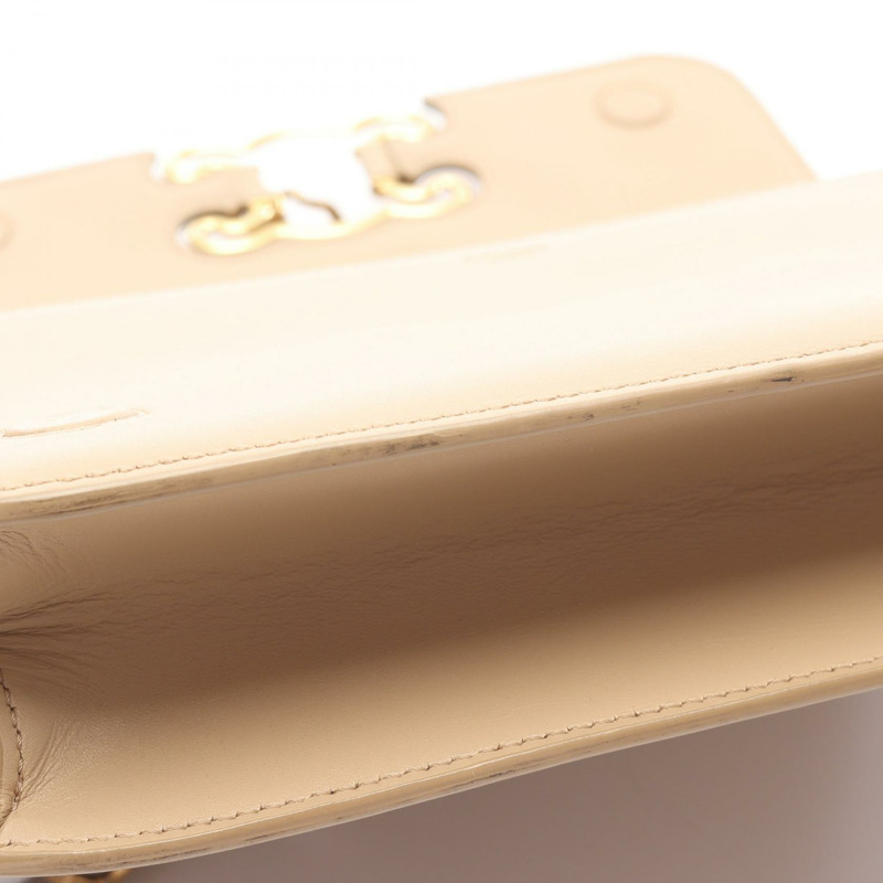 CELINE Triomphe 鏈條單肩包 199813 皮革 米色 二手-7