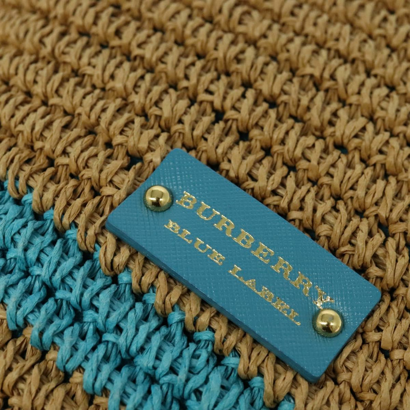 【日本直送】BURBERRY 藍標手提包 草編 2 款 藍金色 正品 120707-9