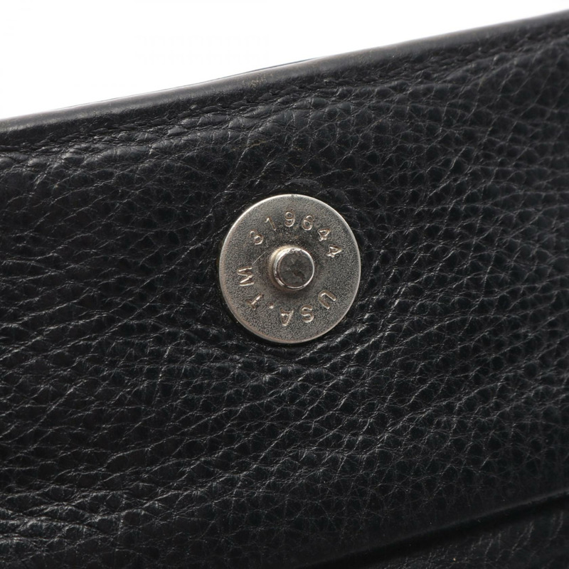 鉻心方形拉鍊皮夾，雙折皮革，黑色，二手-11