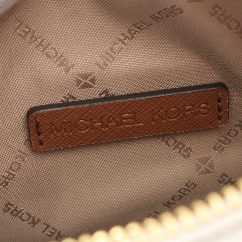 Michael Kors JET SET TRAVEL 單肩包 35F1GTVC2B 皮革 帆布 白 棕色-4
