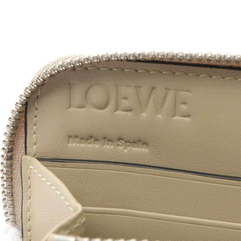 LOEWE Repeat anagram Around 長版皮夾 皮革 米色 二手 女士-3