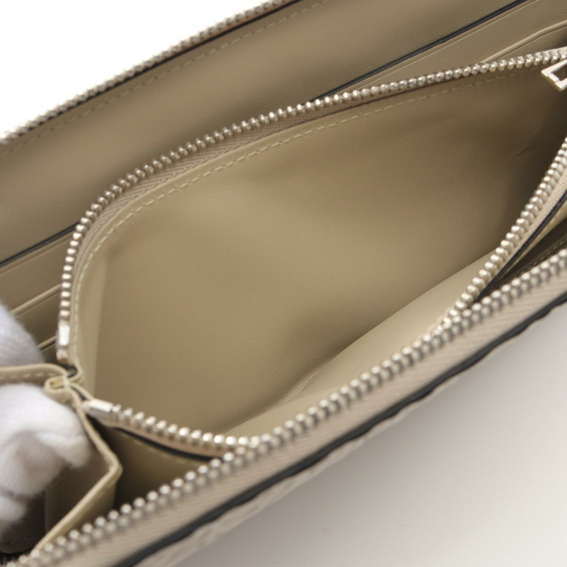 LOEWE Repeat anagram Around 長版皮夾 皮革 米色 二手 女士-4