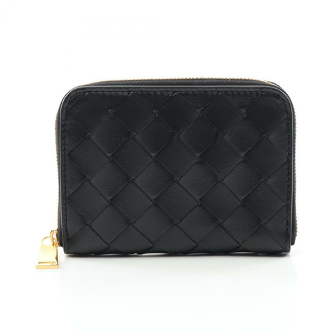 BOTTEGA VENETA Intrecciato 零錢包 600874VCPP28425 皮革黑色全新男女通用