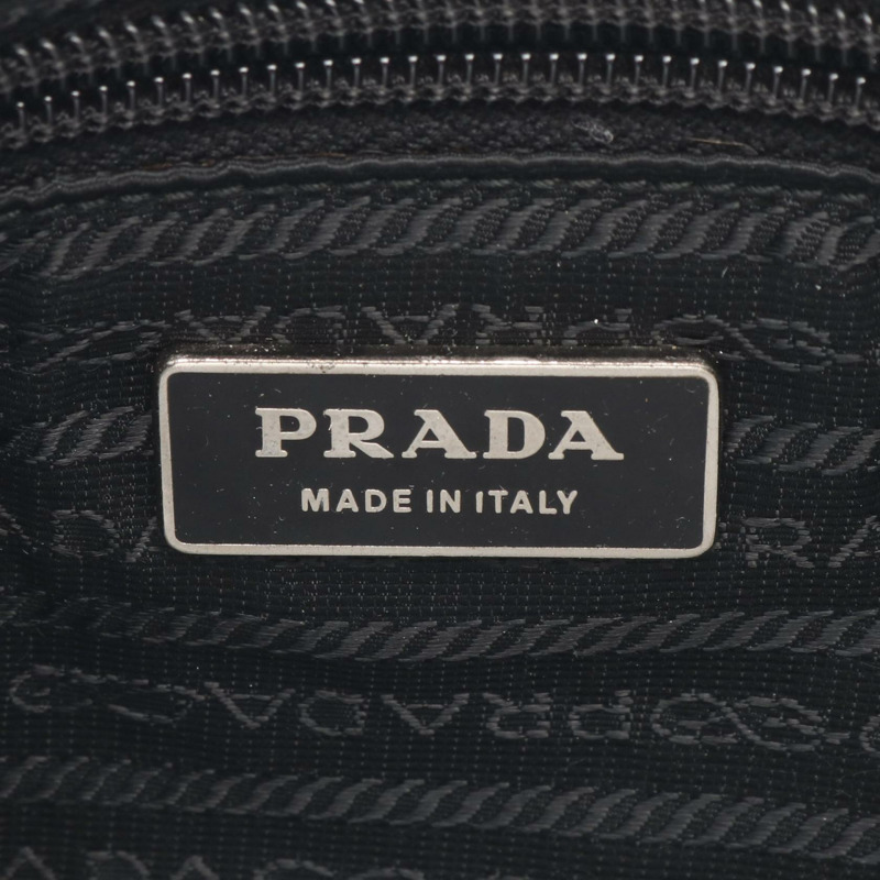 PRADA 肩背包 尼龍 Saffiano 皮革 黑色 男女通用斜背包 品牌標誌-3