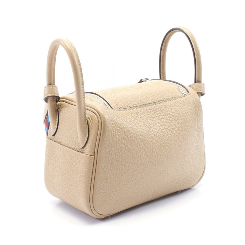HERMES Lindy Mini Verso 2way 單肩包 083720CC Clemence 皮革 米色 二手-1