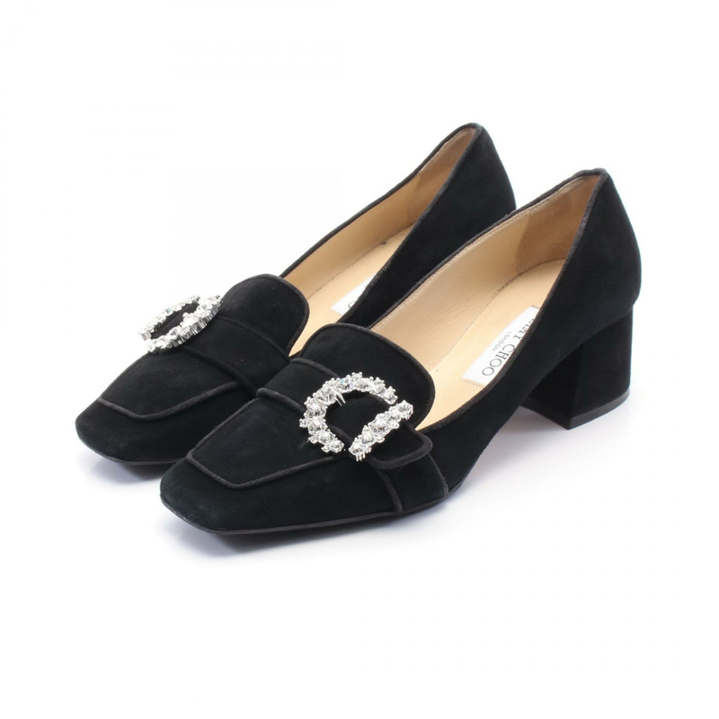 JIMMY CHOO CHERI 女士絨面黑色二手高跟鞋-0