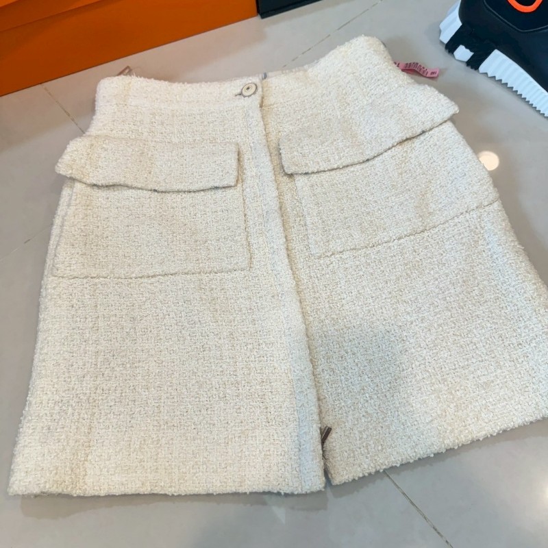 Chanel 米白色雙口袋短裙38號-1