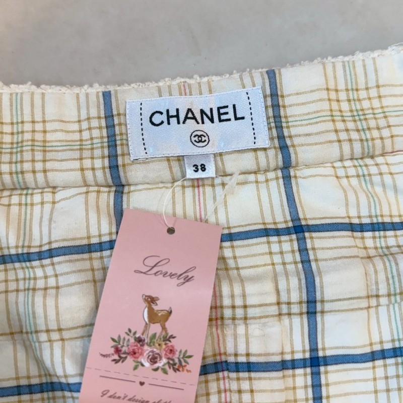 Chanel 米白色雙口袋短裙38號-9