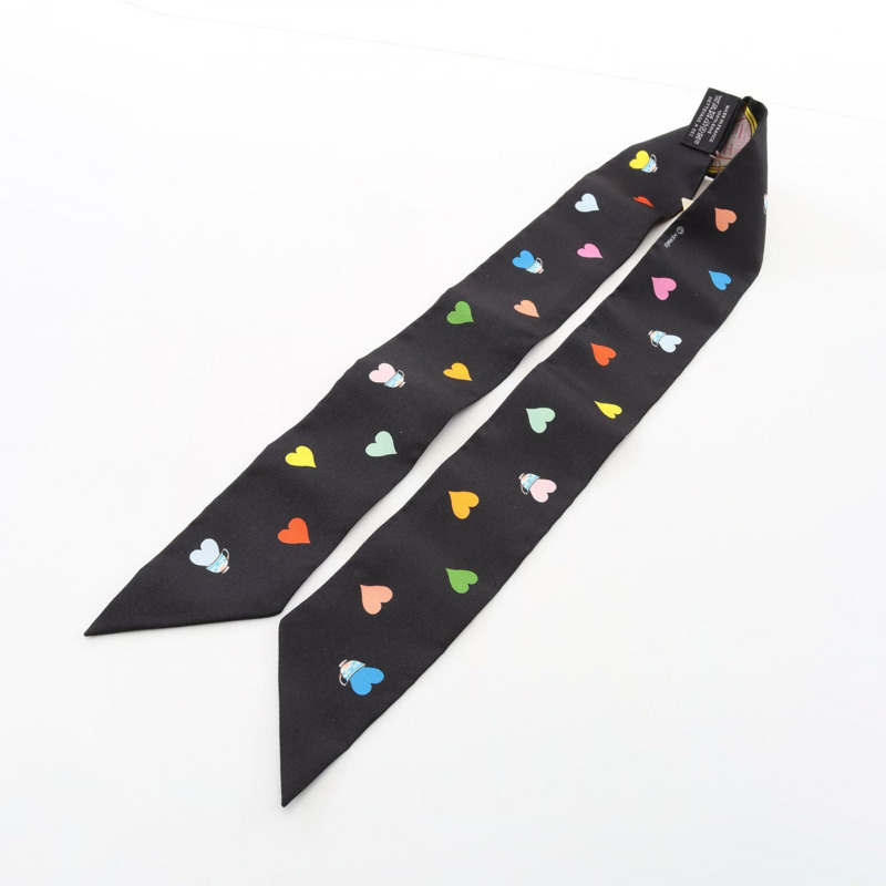 愛馬仕 Twilly 下午茶絲巾 真絲 黑白多色 二手 女士-4