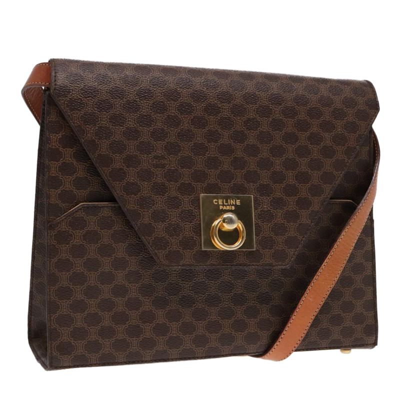 【日本直送】CELINE Macadam帆布肩背包 PVC皮革 棕色 金色 正品 ki4788-0