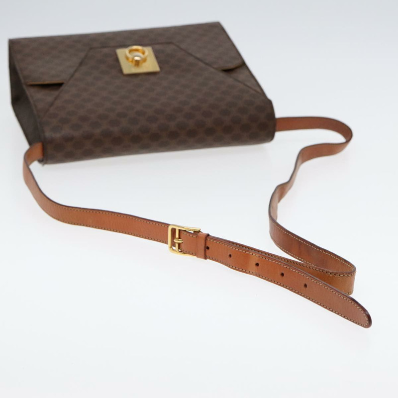 【日本直送】CELINE Macadam帆布肩背包 PVC皮革 棕色 金色 正品 ki4788-6