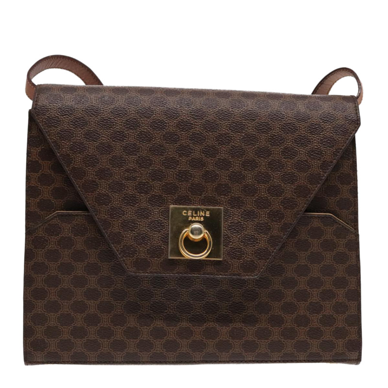 【日本直送】CELINE Macadam帆布肩背包 PVC皮革 棕色 金色 正品 ki4788-12
