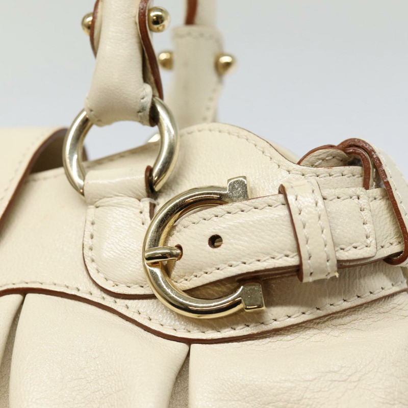 【日本直送】Salvatore Ferragamo Gancini 手提包 皮革 2 向 白色 正品 87666-17