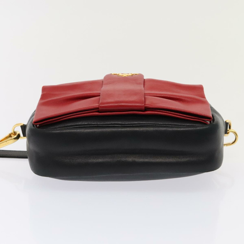 【日本直送】PRADA 單肩包 皮革 紅色 黑金色 正品 89601-4