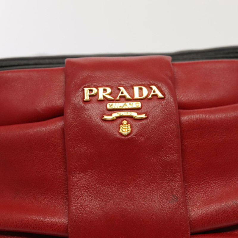 【日本直送】PRADA 單肩包 皮革 紅色 黑金色 正品 89601-17